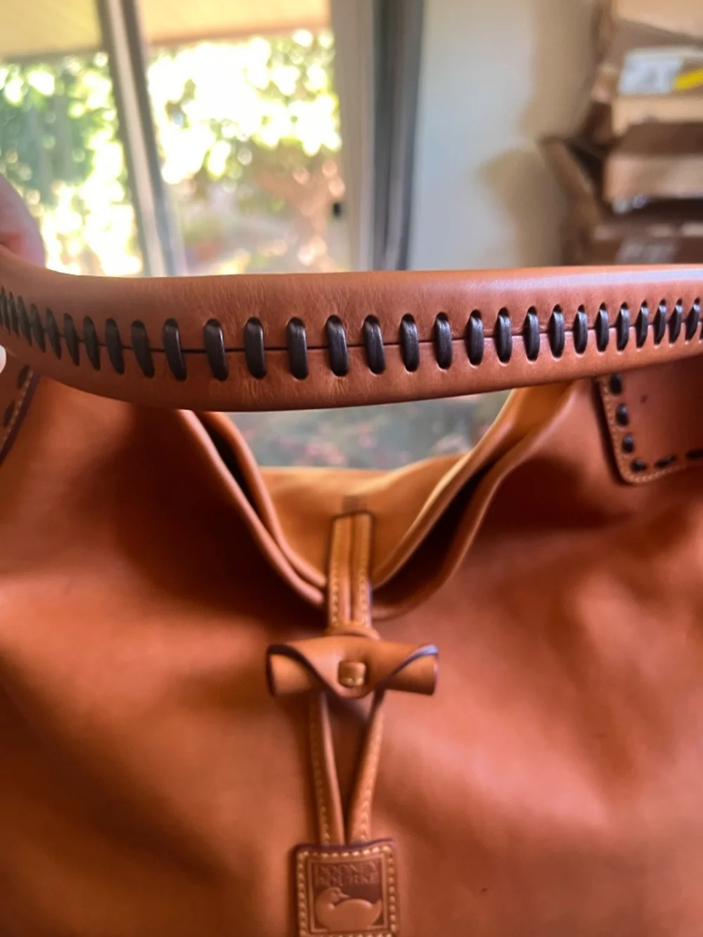 Dooney & Bourke Florentine Large Toggle Sac Hobo bag w/whipstitch details